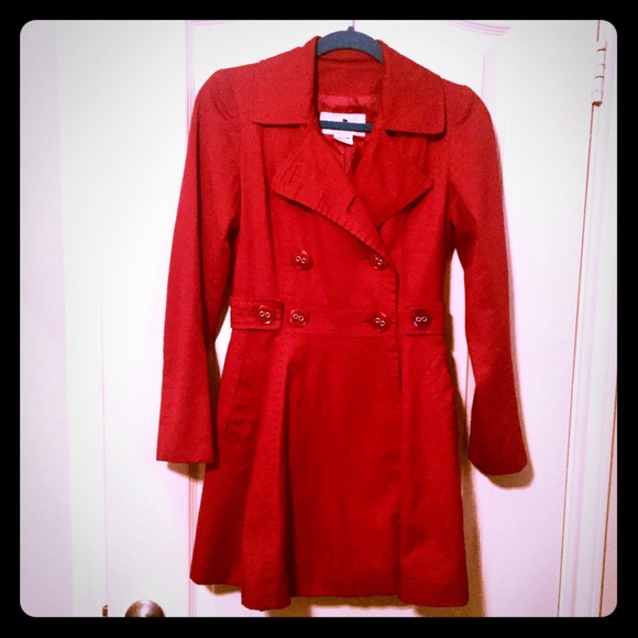 red skirted peacoat
